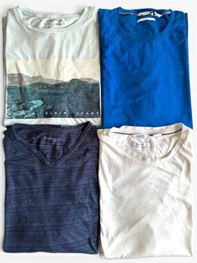 CALVIN KLEIN Set of 4 T-Shirts Liquid Touch & Jeans Crew V-Neck Cotton XL